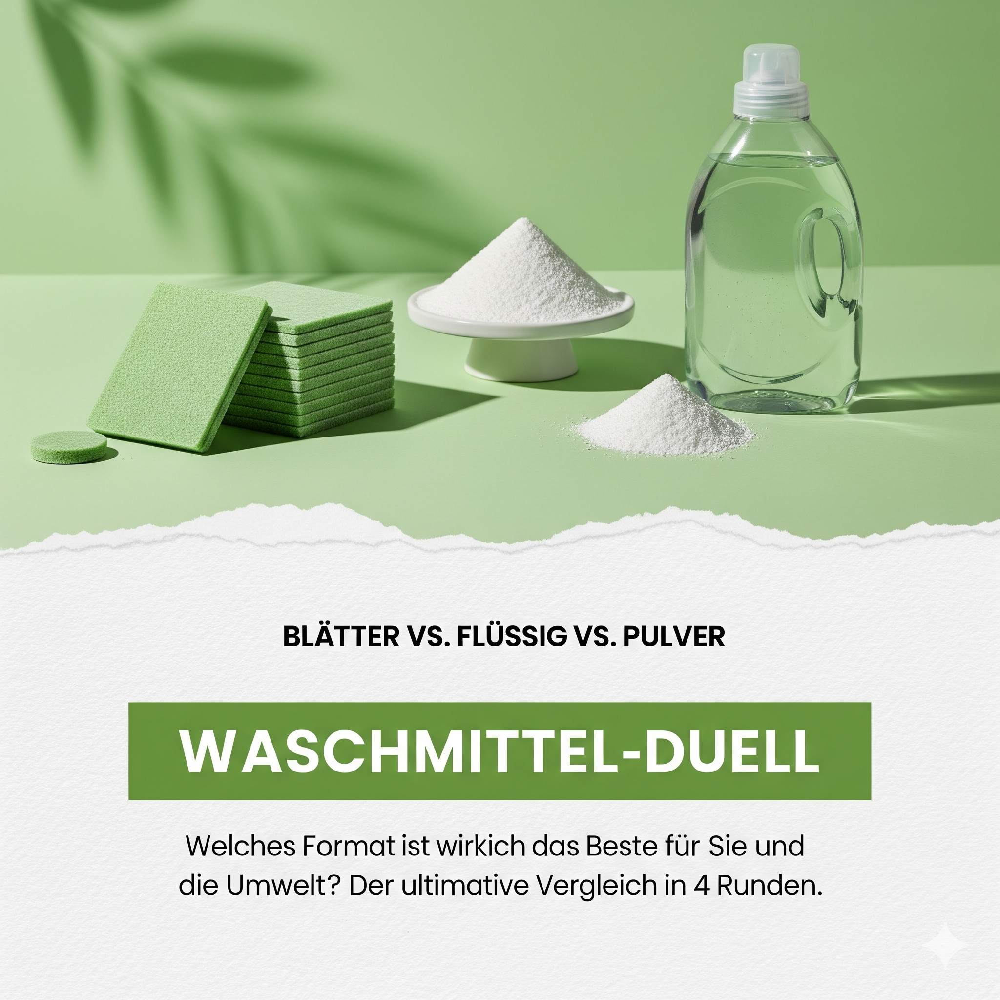 Waschmittel-Duell: Blätter, Flüssig oder Pulver?