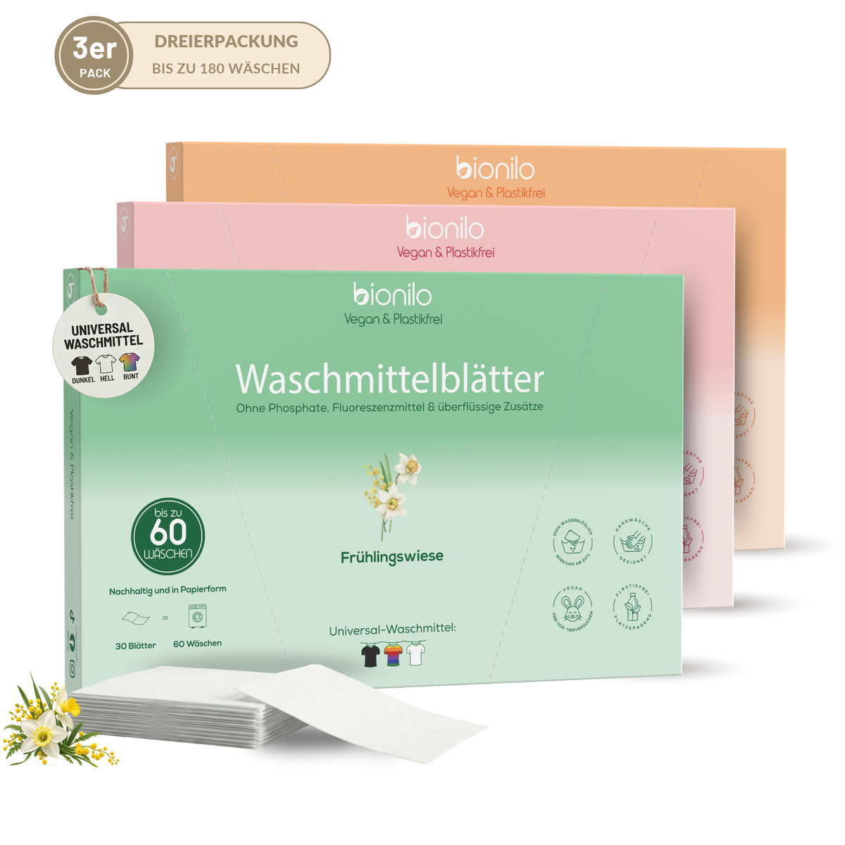 Waschmittelblätter 3er-Set – 180 Blätter